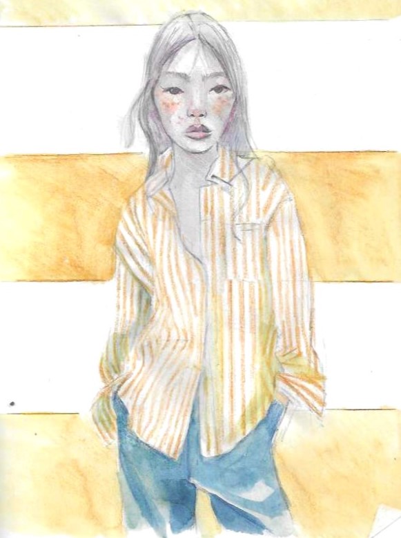 Ilustración de moda de una figura con camisa de rayas